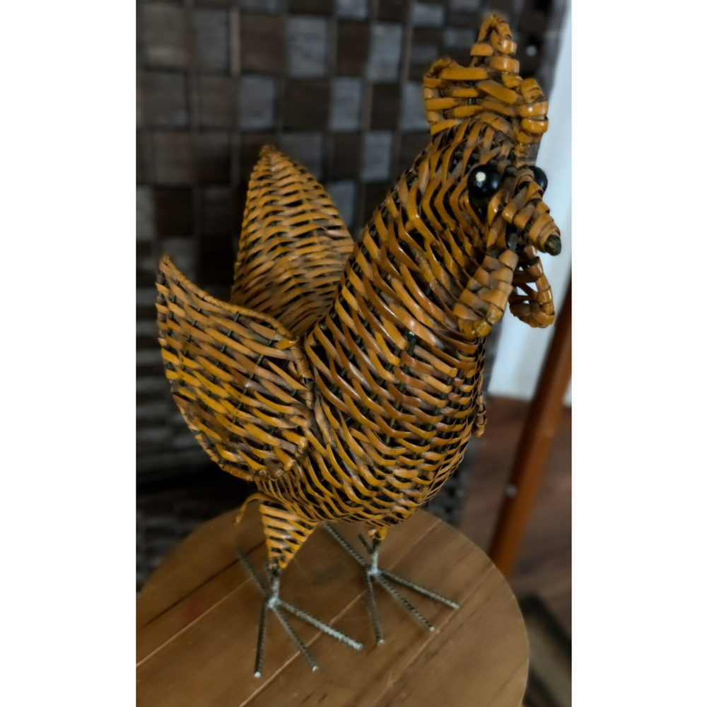 17" Wicker Chicken With Metal Frame Country Core Home And Garden Decor